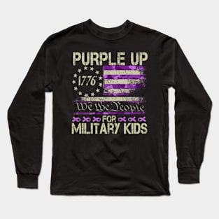 Purple Up For Military Military Child Month Usa Flag Long Sleeve T-Shirt